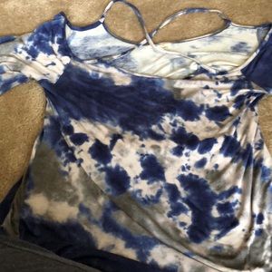 Blue tie dye blouse